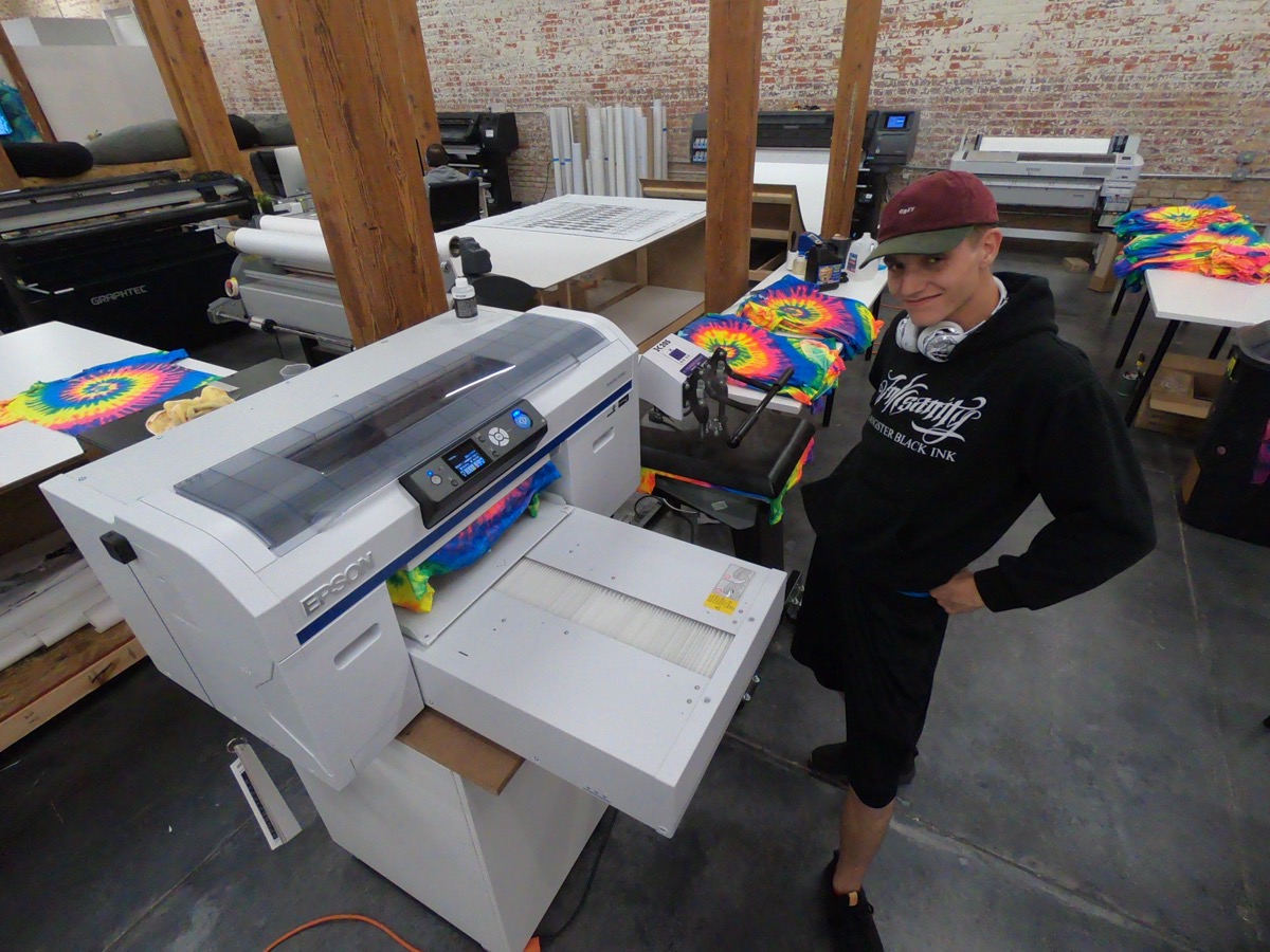 Austin running the DTG printer