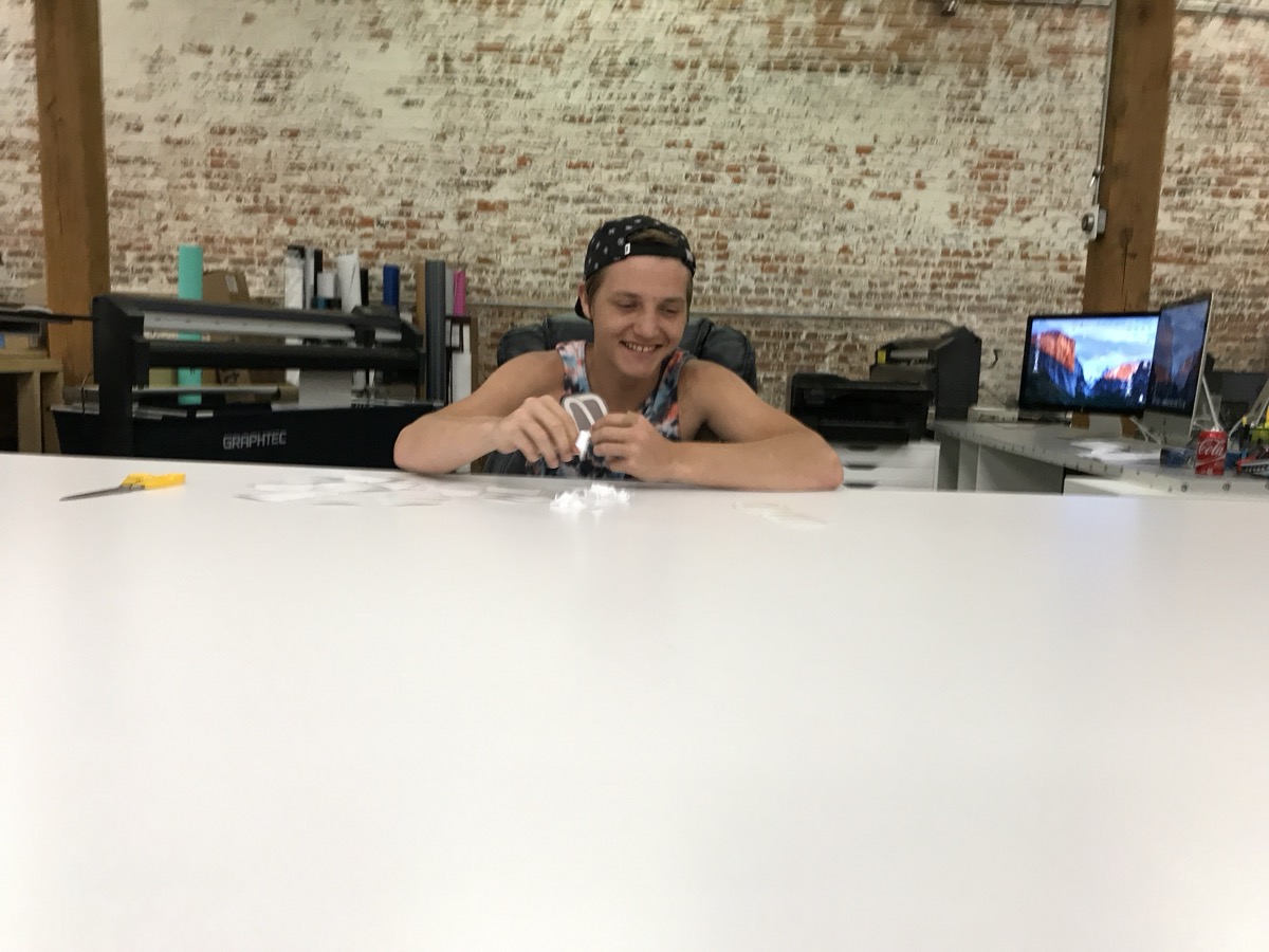 Austin at the design table