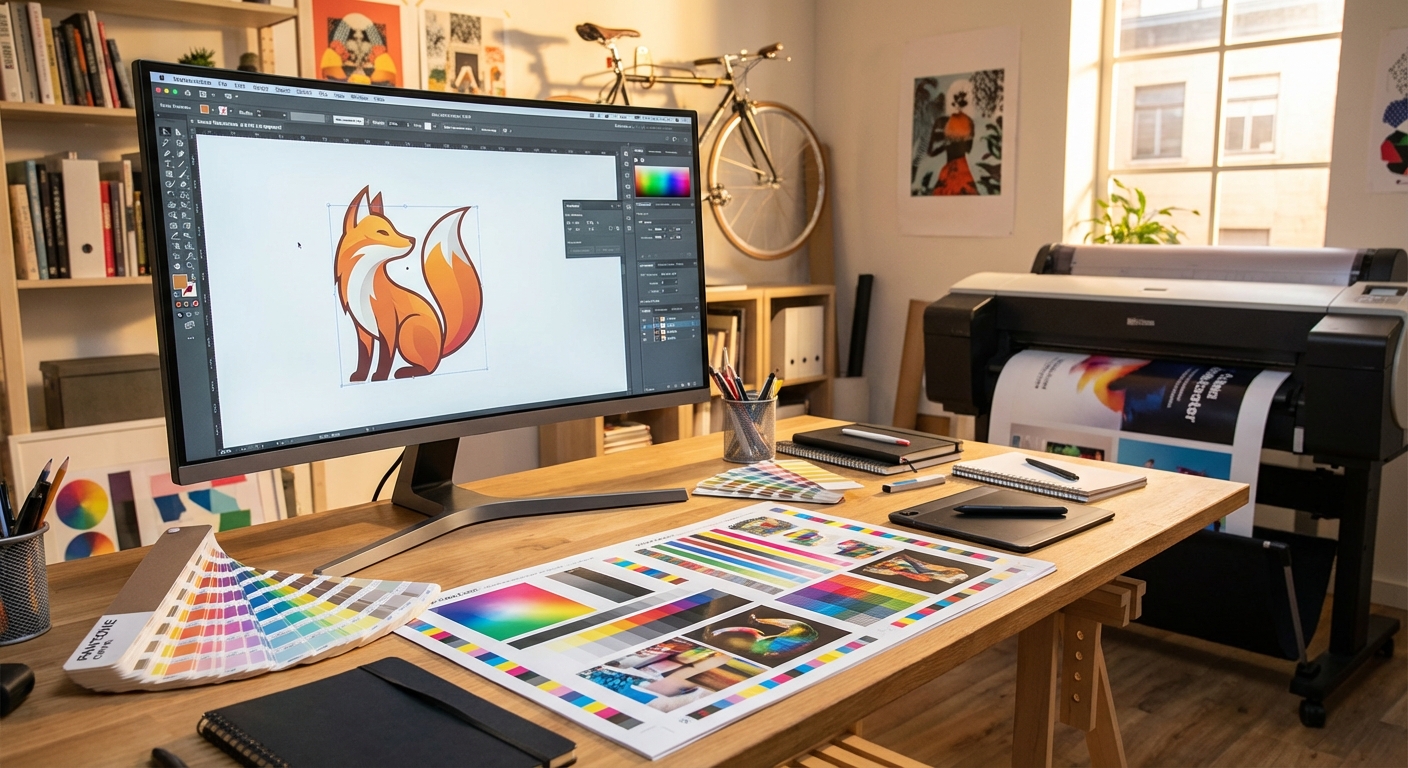 Designer workstation with print-ready artwork
