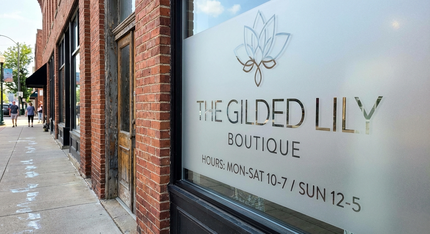 Frosted vinyl window graphics on storefront